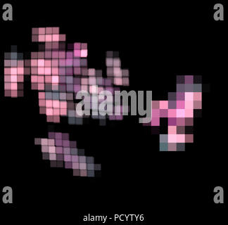 Pink gray pixel fractal on a black background Stock Photo