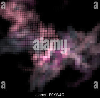 Pink gray pixel fractal on a black background Stock Photo