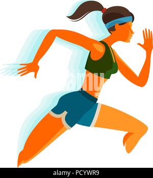 Running girl. Fitness, sport concept. Vector illustration Stock Vector