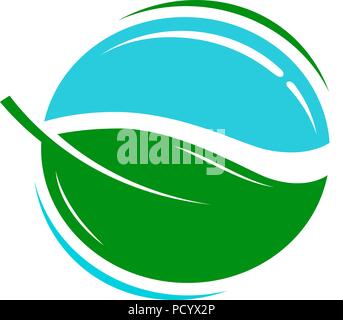 Environmentally friendly product logo or icon. Water, fresh, eco symbol. Vector illustration Stock Vector