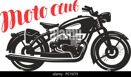 Motorcycle, motorbike silhouette. Moto club logo or label. Vector illustration Stock Vector
