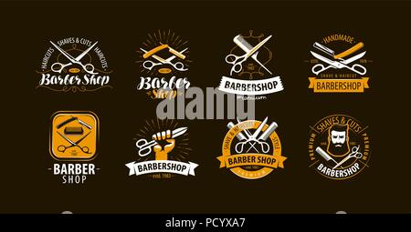 Barbershop, set of labels or emblems. Vector Stock Vector