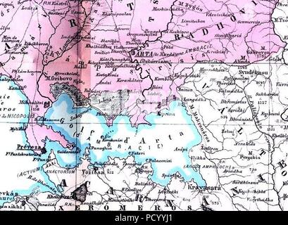 Ambracian Gulf - Map 1878. Stock Photo