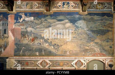 Ambrogio Lorenzetti - Effects of Good Government in the countryside - Stock Photo