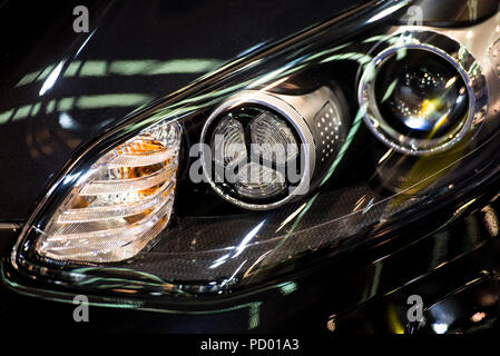 Closeup of headlights on a modern car Stock Photo