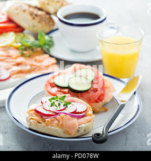 Bagels and lox platter Stock Photo