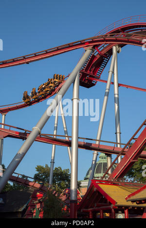 Roller Coaster in Tivoli Theme Park Copenhagen Denmark Stock