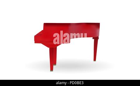 Naturalistic red grand piano on white background. Vector Illustration Stock Vector