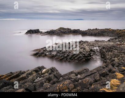 Beautifully formed basalt columns in Kálfshamarsvík near Skagaströnd on the Skagi peninsula, North Iceland Stock Photo