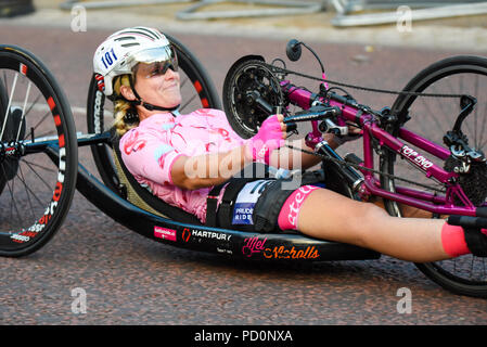 Mel Nicholls para-athlete handcyclist racing in Prudential RideLondon  Handcycle Grand Prix, The Mall, London, UK Stock Photo - Alamy