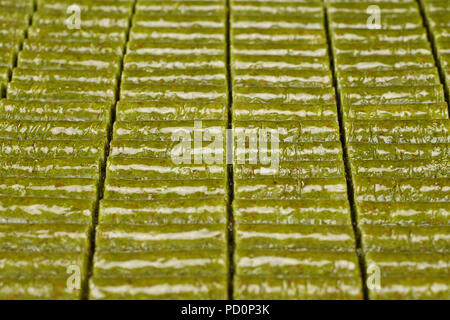 Pistachio rolls baklava,Fistik sarma, Turkish traditional dessert Stock Photo