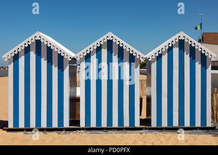Beach huts at Chatelaillon Plage near La Rochelle in the Charente-Maritime department of southwest France.