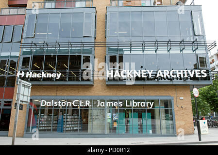 Hackney Archives above Dalston CLR James Library, London Borough of Hackney England Britain UK Stock Photo