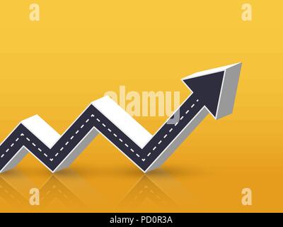 3D Arrow Road Growth Up Concept. Infographic Template for business background. Vector EPS 10 Stock Vector