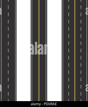 Set of Seamless Road Marking on a White Isolated Background. Top View. Straight Highway Infographic Templates. Vector EPS 10 Stock Vector