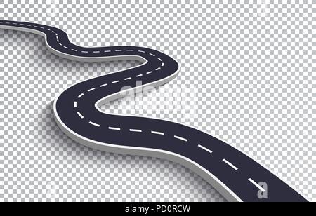 Winding Road Isolated Transparent Special Effect. Road way location infographic template. Vector EPS 10 Stock Vector