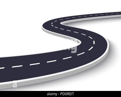 Winding Road on a White Isolated Background. Road way location infographic template. Vector EPS 10 Stock Vector