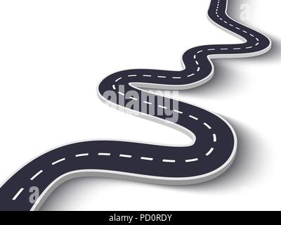 Winding Road on a White Isolated Background. Road way location ...