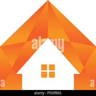 Orange low poly house real estate vector Stock Vector