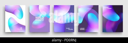 Modern Covers Template Design. Fluid colors. Set of Trendy Holographic Gradient shapes for Presentation, Magazines, Flyers, Posters. Vector EPS 10 Stock Vector