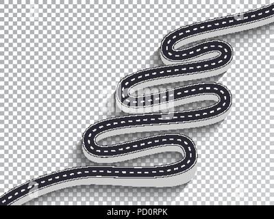 3D Winding Road Isolated Transparent Special Effect. Road way location infographic template. Vector EPS 10 Stock Vector