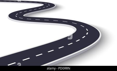 Winding Road on a White Isolated Background. Road way location infographic template. Vector EPS 10 Stock Vector