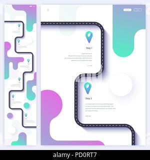 Road trip and journey route homepage concept. Minimal landing page template. Flat vector illustration. Eps 10 Stock Vector