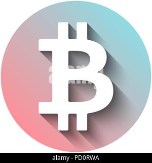 Bitcoin flat icon isolated on white background for using in web projects or mobile applications. Cryptocurrency round symbol. Vector EPS 10 Stock Vector