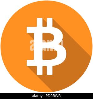 Bitcoin flat icon isolated on white background for using in web projects or mobile applications. Cryptocurrency round symbol. Vector EPS 10 Stock Vector