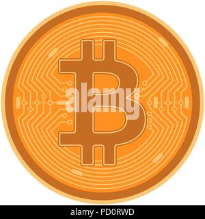 Bitcoin flat icon isolated on white background for using in web projects or mobile applications. Cryptocurrency round symbol. Vector EPS 10 Stock Vector