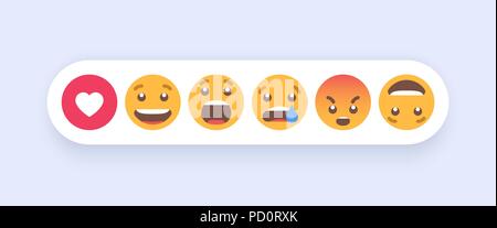 Abstract Set of Emoticons. Emoji flat style icons on white background. Vector EPS 10 Stock Vector