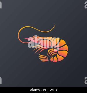 shrimp logo icon isolated on white background, Vector Illustration. Stock Vector