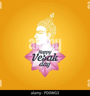 Illustration Of Happy vesak Day Or Buddha Purnima Background, Vector Illustration. Stock Vector