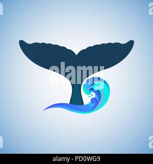 The tail of the humpback whale logo, vector illustration Stock Vector