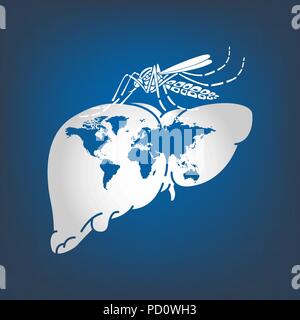 World Malaria Day. Mosquito bans the sign. Liver, malaria virus. Infographics. Vector illustration Stock Vector