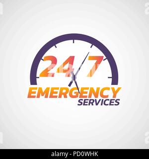 24/7 emergency services logo icon. Vector illustration Stock Vector