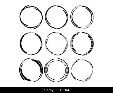 Download Set of round grunge frames. Empty circlular borders ...