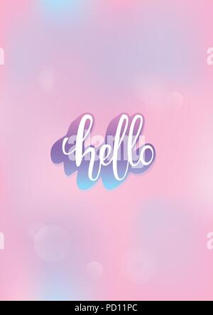 Hello word. Lettering with pastel background. Vector illustration. Stock Vector
