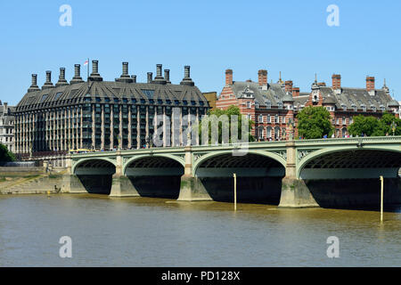 Portcullis House and Westminster Bridge, London, United Kingdom Stock Photo