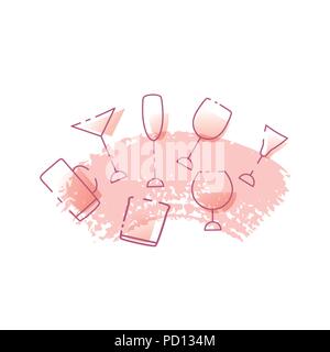 Vector illustration of glasses of alcoholic drinks isolated on white background. Alcohol cocktails banner and logo design. Stock Vector