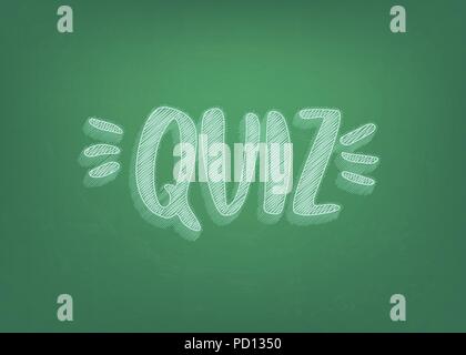 Quiz retro card with handwritten chalk lettering. Template for social media. Vector illustration. Stock Vector