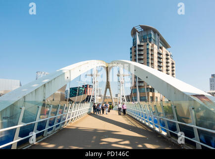 The Lowry Footbridge in Salford Quays, England. Stock Photo