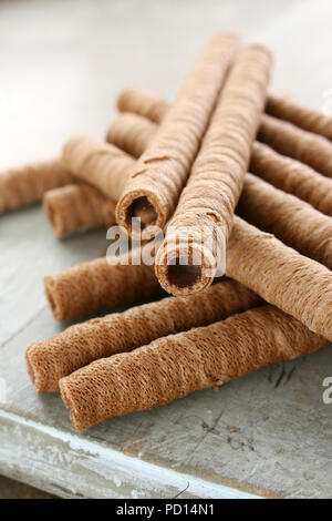 chocolate filled wafer biscuits Stock Photo