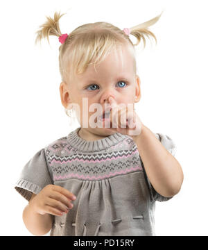 baby picking nose child portrait Stock Photo