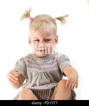 crying baby girl isolated Stock Photo