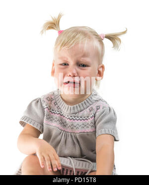 crying baby girl isolated Stock Photo