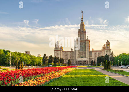 Moscow city skyline at Lomonosov Moscow State University, Moscow Russia Stock Photo