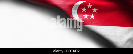 Fabric Flag of Singapore on white background Stock Photo