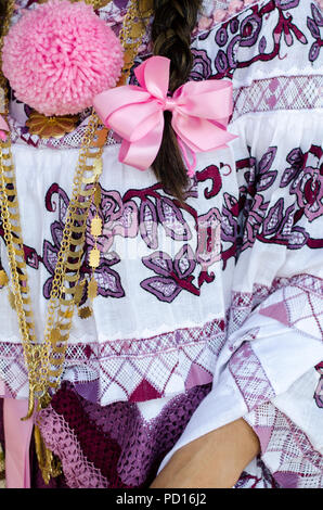 Details of a Panamanian traditional dress. There are variants depending on the geographic area, purpose of use and techniques of confections Stock Photo