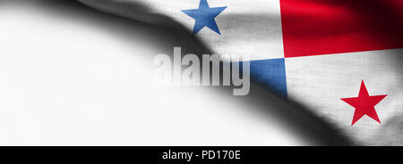 Fabric texture flag of Panama on white background Stock Photo